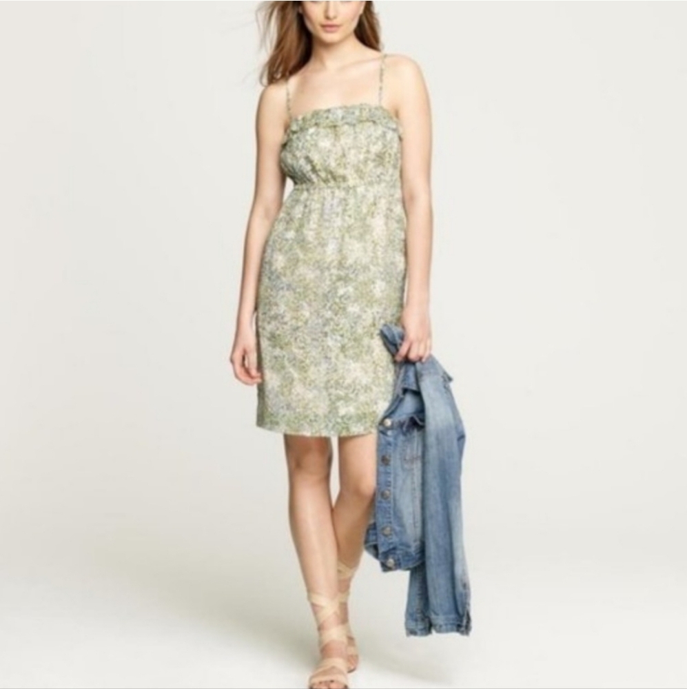 J. Crew Candace Dress in Teaberry Floral Silk Green Size 2